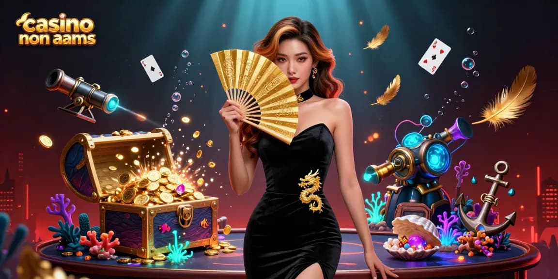Scopri il brivido dei casino non AAMS con un'affascinante illustrazione 3D che mostra elementi di gioco straordinari.