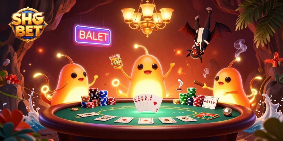 Experience thrilling gameplay with SH BET, featuring vibrant casino glowworms lighting up a poker scene.