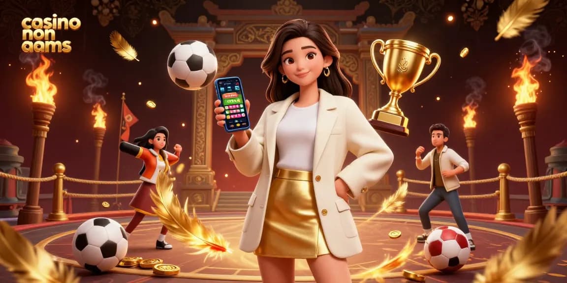 Interagisci con le opzioni casino non aams mostrando una bellissima donna asiatica che promuove un'app di scommesse sportive.