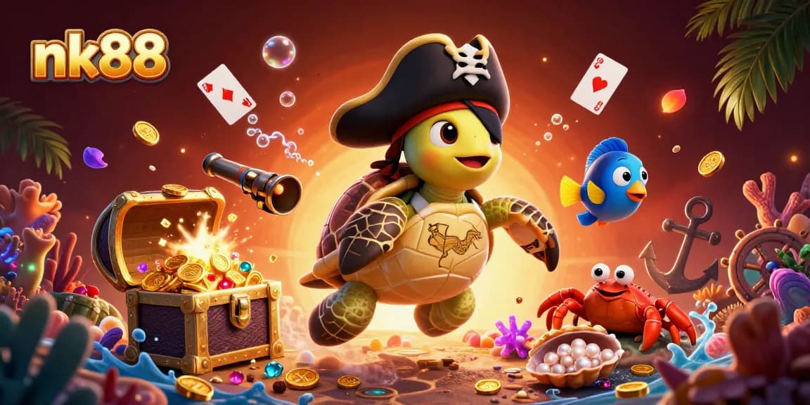 Engage in exciting treasure-hunting adventures at nk88 with vibrant aquatic characters amidst underwater riches.