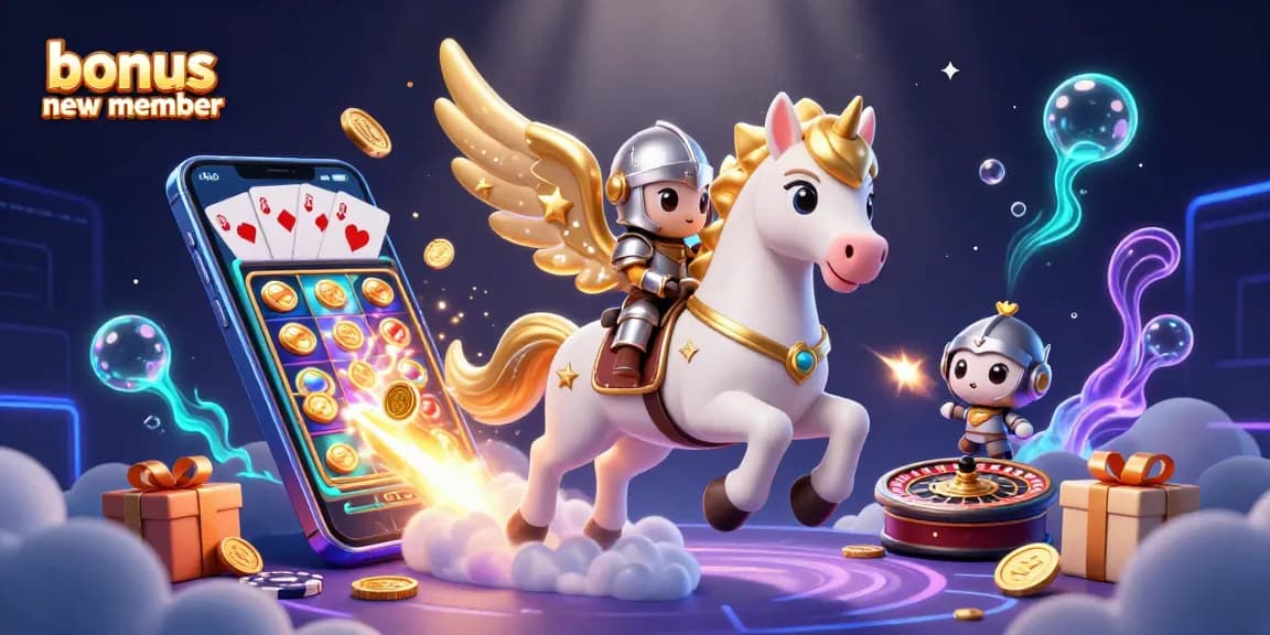 Play slot games with the bonus new member offer featuring magical knights and golden treasures.