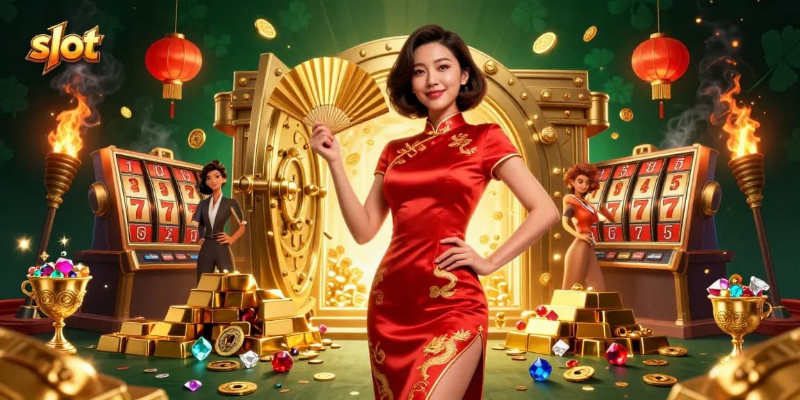 Experience thrilling slot adventure in this vibrant casino scene with exciting game elements.
