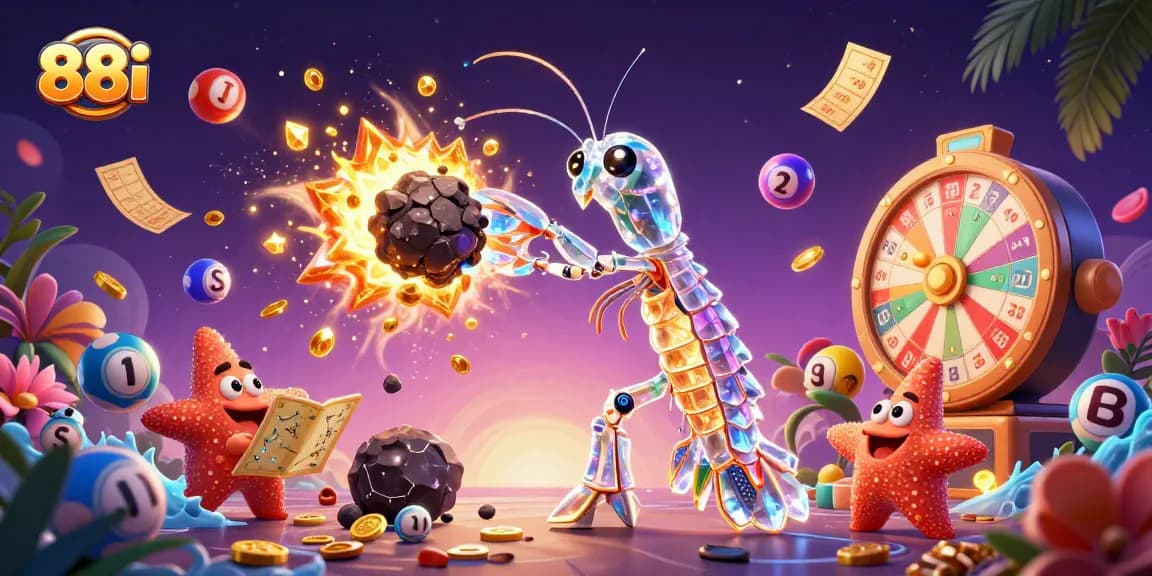 Experience thrilling wins at 88i with a vibrant 3D illustration featuring exciting gaming elements.