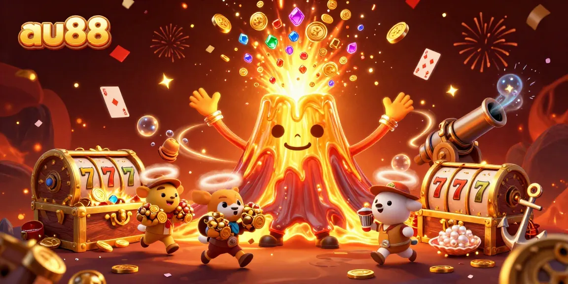 Experience winning thrills at au88 with a vibrant 3D casino scene filled with treasures and gaming excitement.