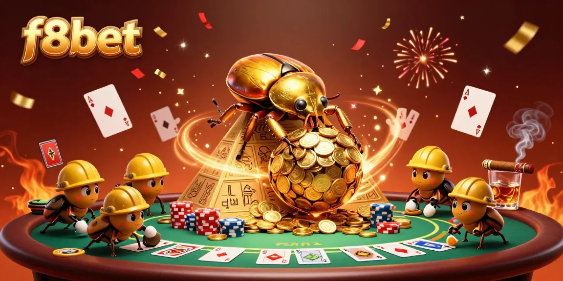 Win big at f8bet with a vibrant casino-themed illustration showcasing gaming excitement.