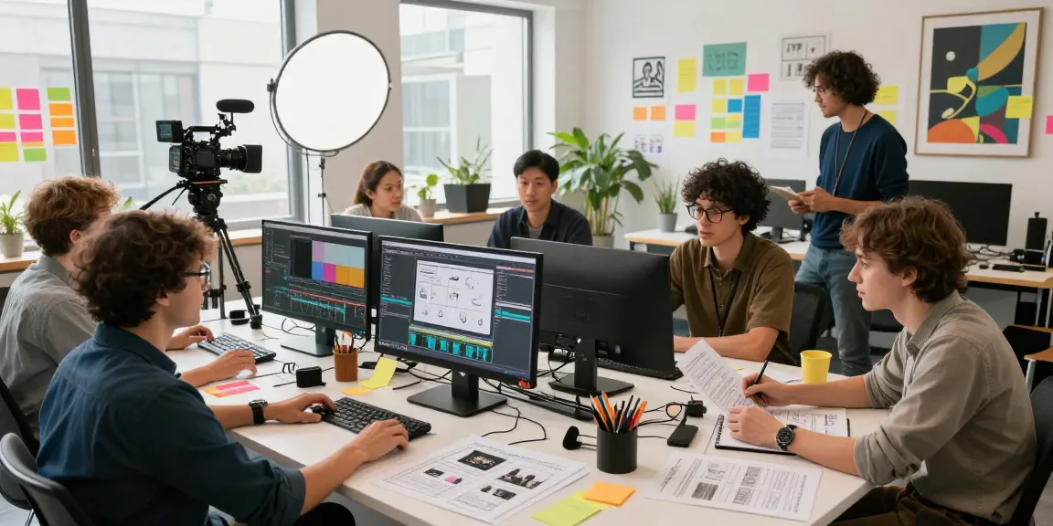 Dynamic team collaboration at Dreambox Studio Sg focused on creative video production.