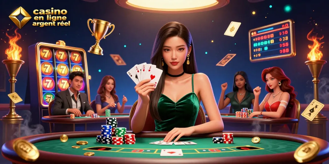 Experience the excitement of casino en ligne argent réel with professional players at a packed poker table.