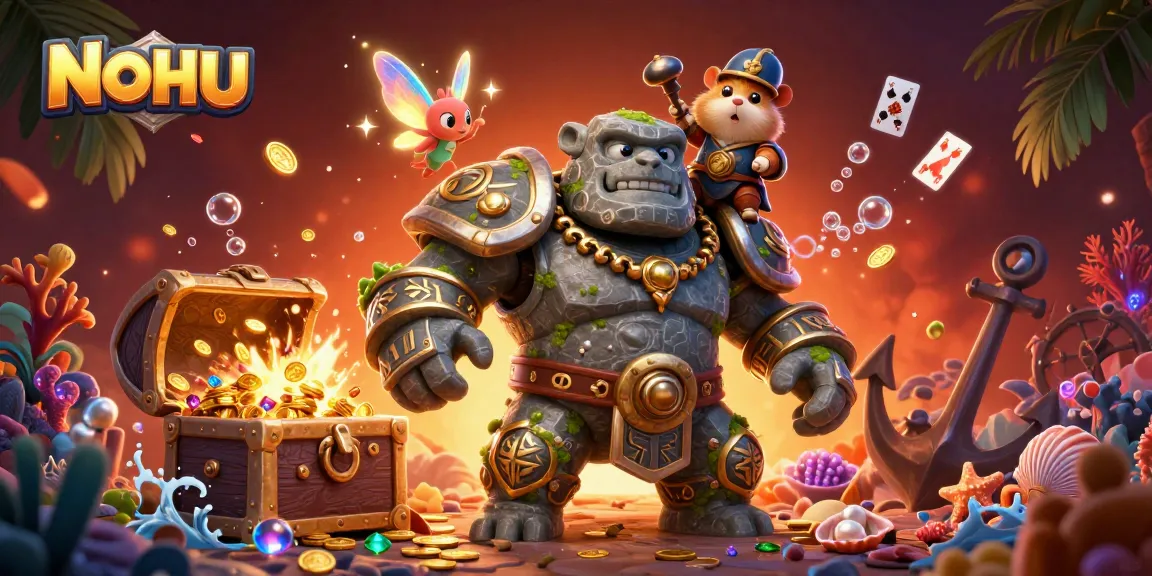 Experience the thrill of NOHU with vibrant casino elements in a magical 3D scene.