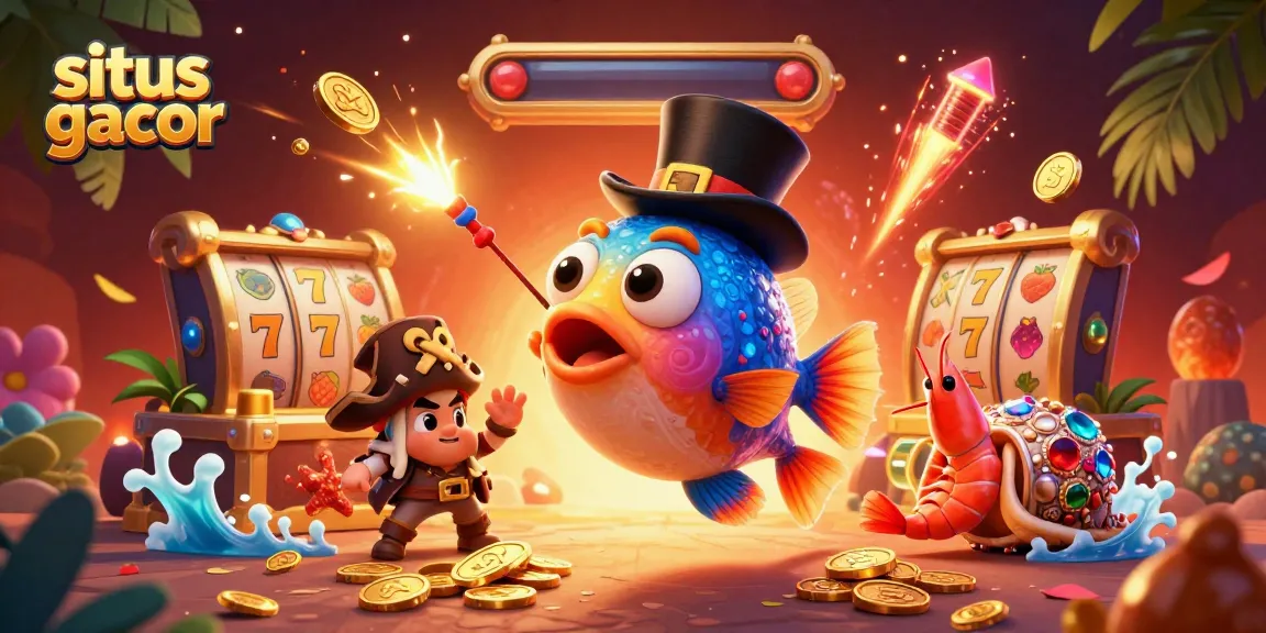 Exciting illustration of situs gacor with a captivating underwater theme featuring playful casino characters and elements.