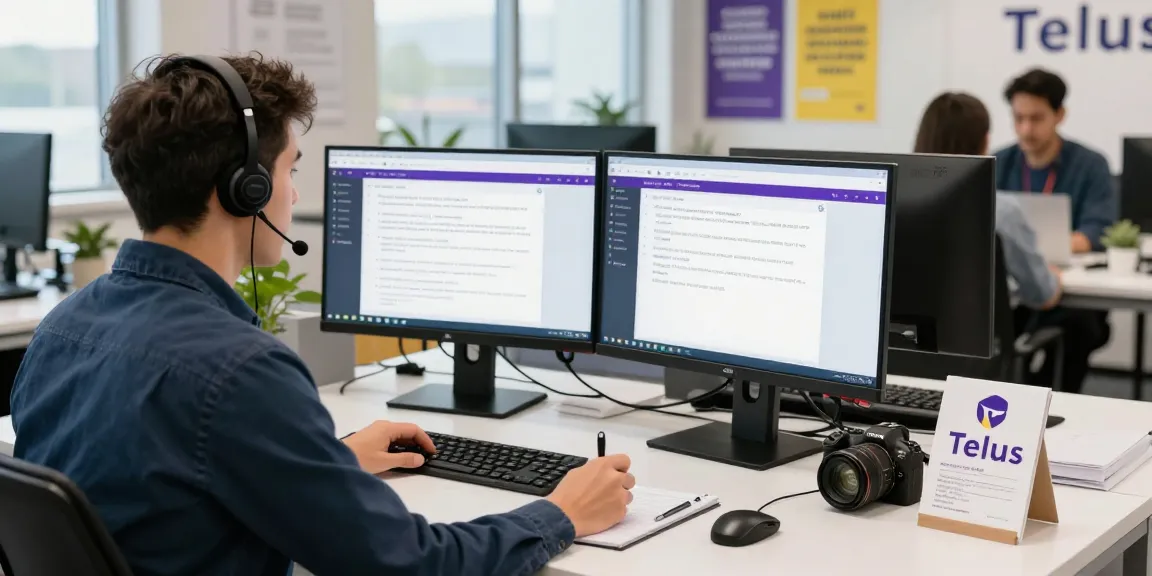 Telus-Technical-Support customer service representative assisting user in modern office setting.