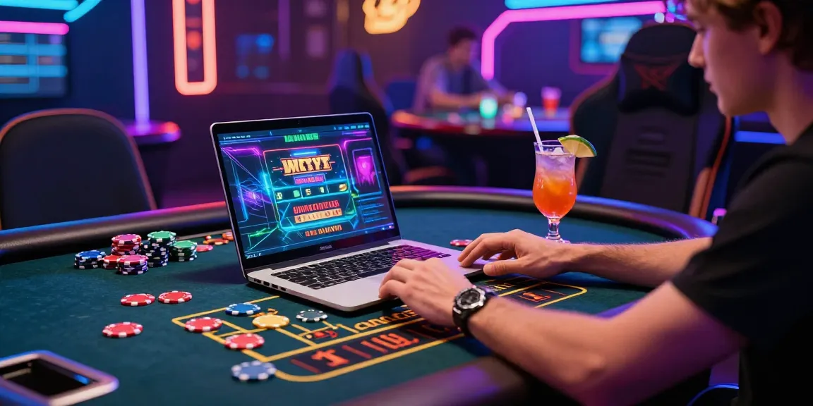 Lemacau Login in a vibrant online casino setting with live dealer games and colorful chips.