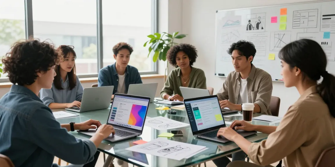 Creative team collaborating on spicy ai project in modern workspace