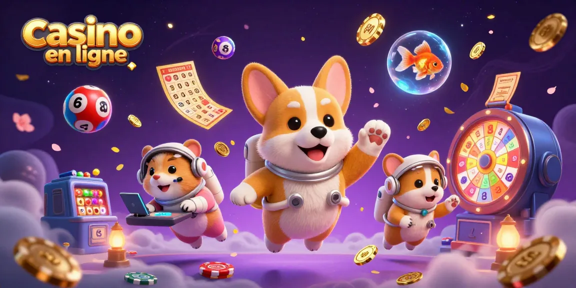 Vivez l'excitation du casino en ligne avec des personnages animés flottant dans un casino spatial.