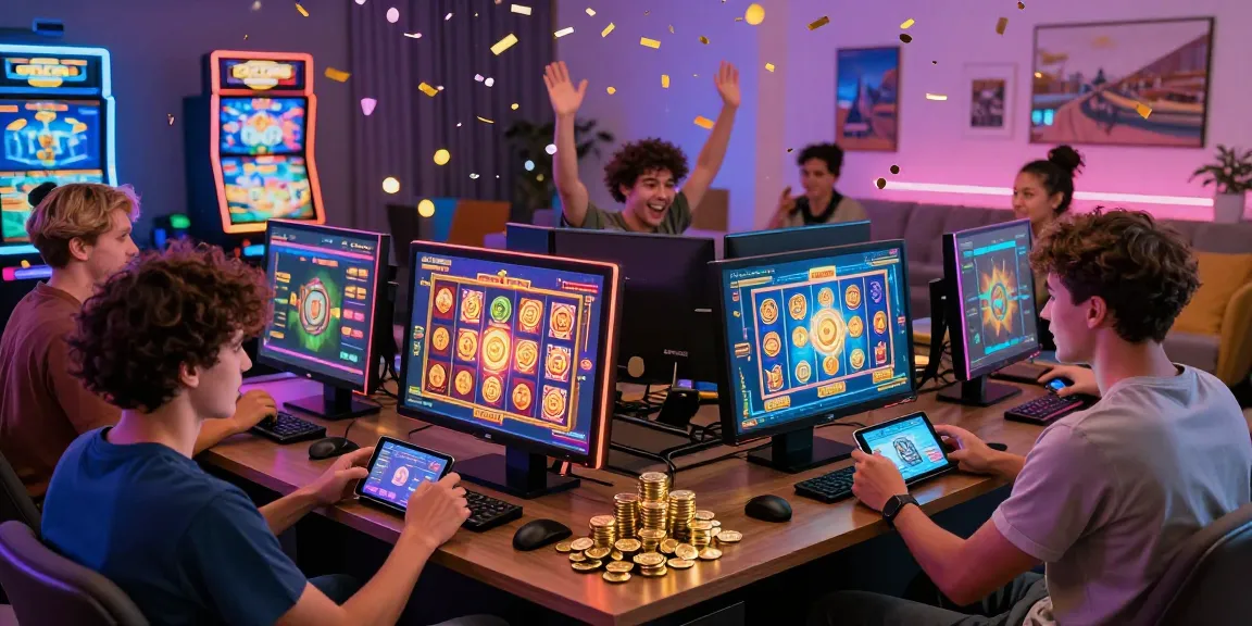 Exciting 4D slot game experience on KECAK4D with diverse players celebrating wins and colorful graphics.