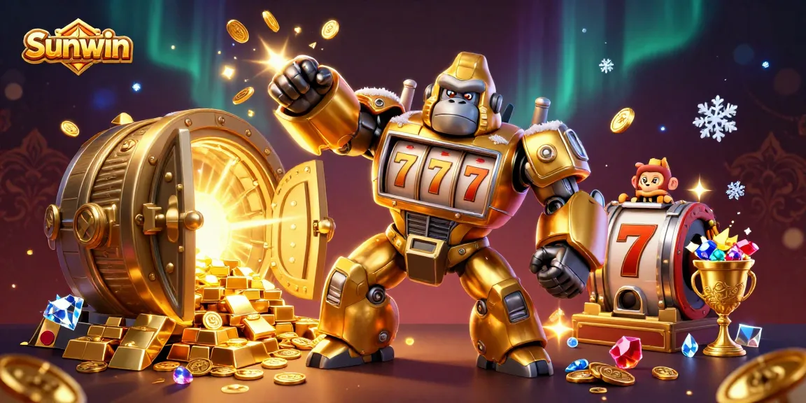 Win big with Sunwin in this vibrant 3D casino scene full of golden jackpots and treasures.