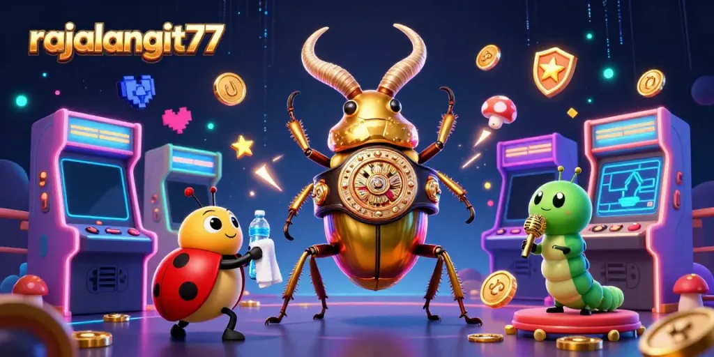 Gambar rajalangit77 menggambarkan kerusuhan di arena dengan karakter unik dan elemen permainan kasino.