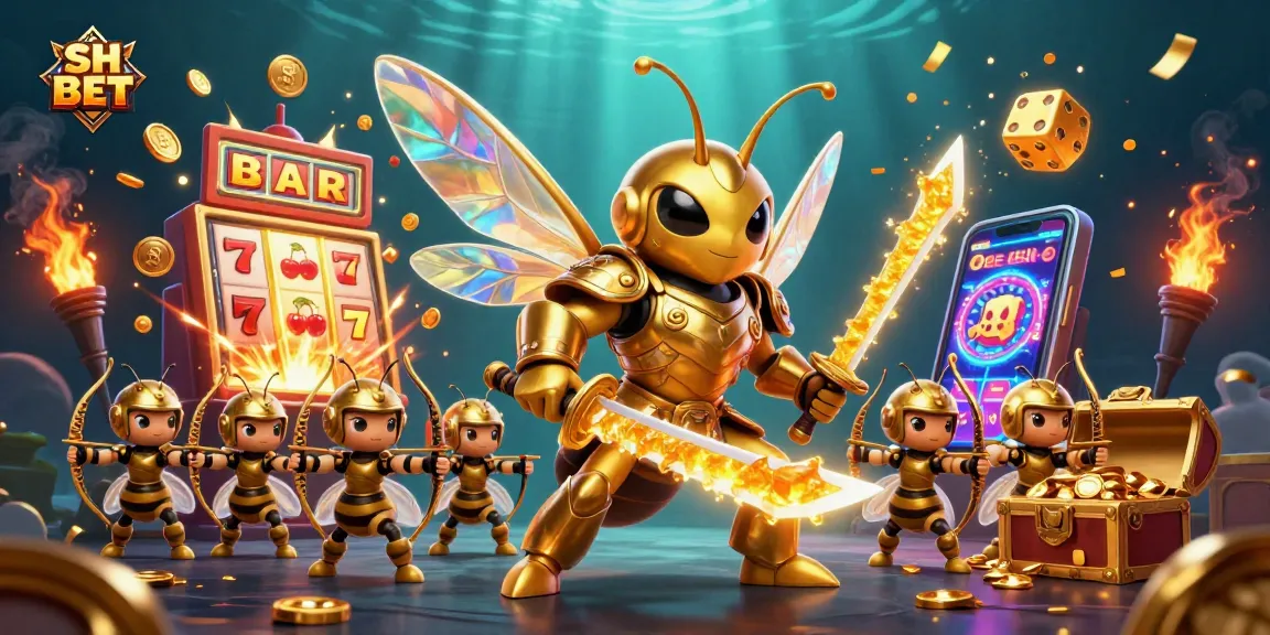 Play slots and win big with SH BET in this dynamic 3D illustration featuring a jackpot explosion and vibrant casino elements.