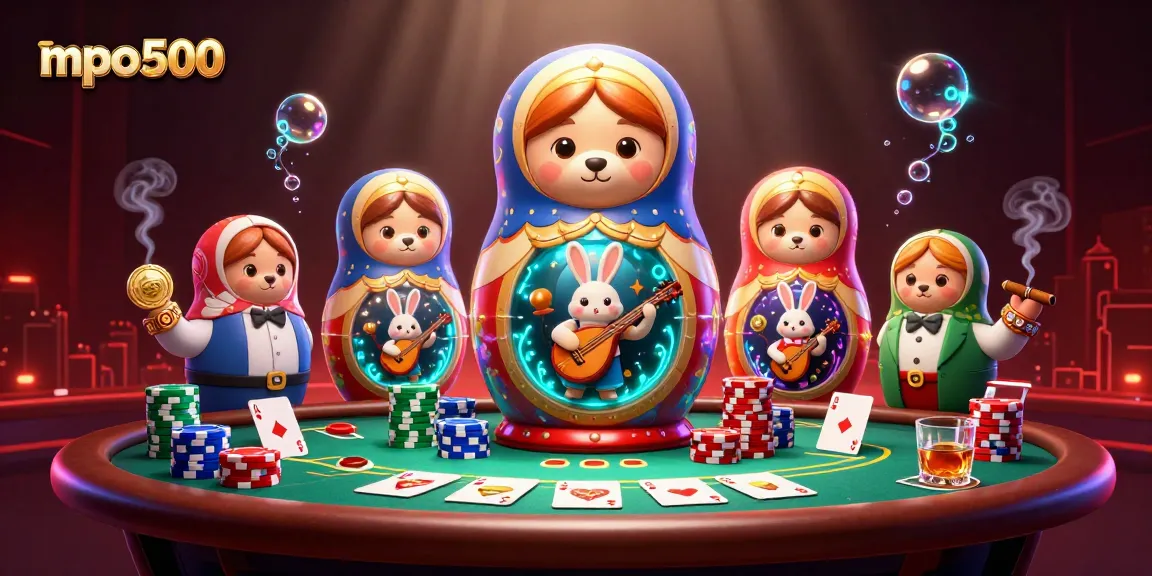 Experience the exhilarating world of mpo500 with a dynamic casino-themed illustration showcasing vibrant game elements and characters.