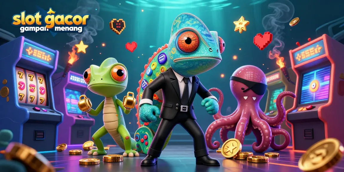Play thrilling slot gacor gampang menang with dynamic characters and vibrant gaming elements in a captivating 3D scene.