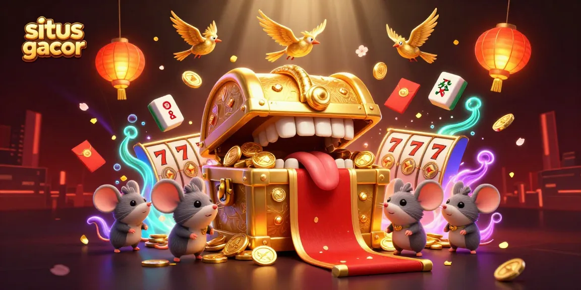 Play at situs slot gacor with dynamic visuals of treasure and slot excitement.