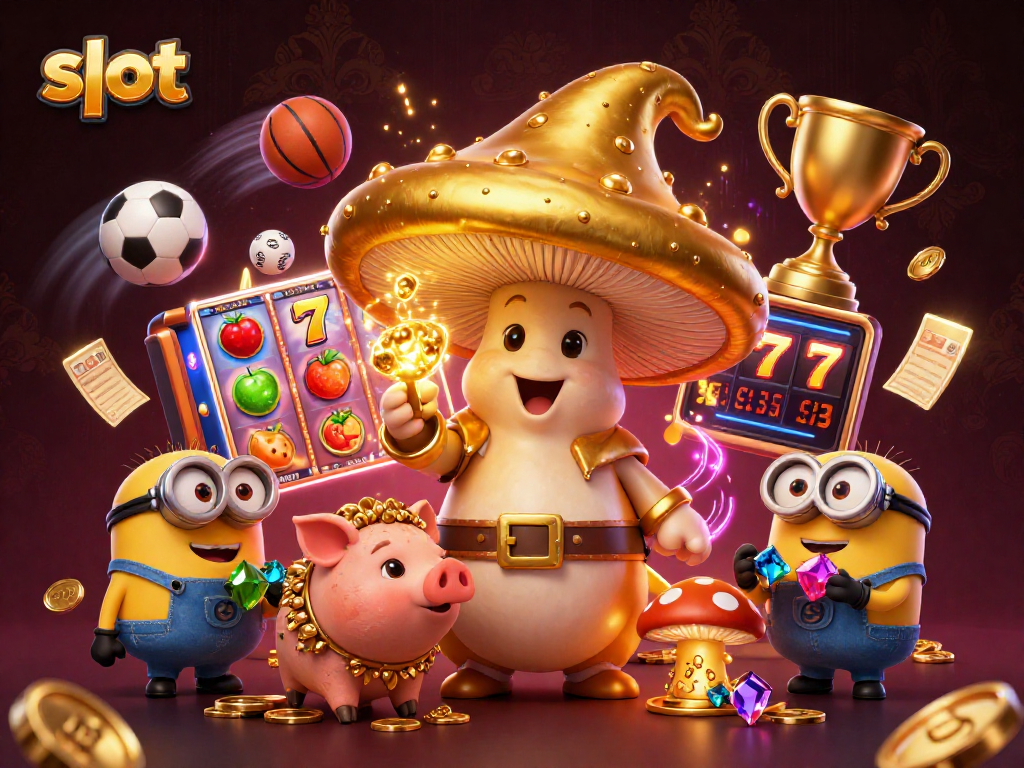 Spin the slot reels and uncover treasures in this vibrant gambling-themed digital illustration.