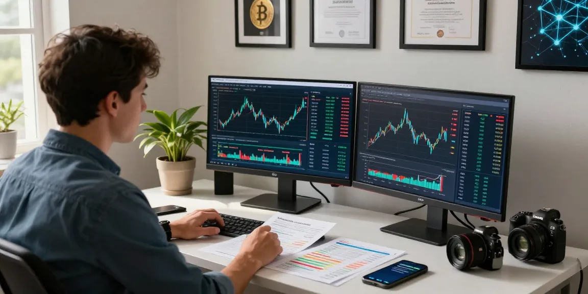 Professional analyzing methods to recover lost crypto in a modern home office.