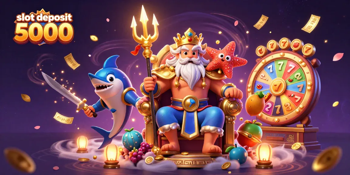 Memenangkan slot deposit 5000 dengan ilustrasi kasino 3D penuh warna dan elemen menarik.