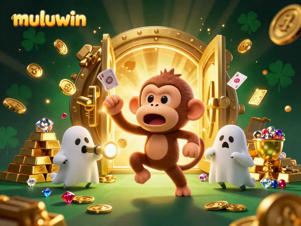 Experience the enchanting muluwin universe with a poltergeist monkey and curious puppy among treasures.