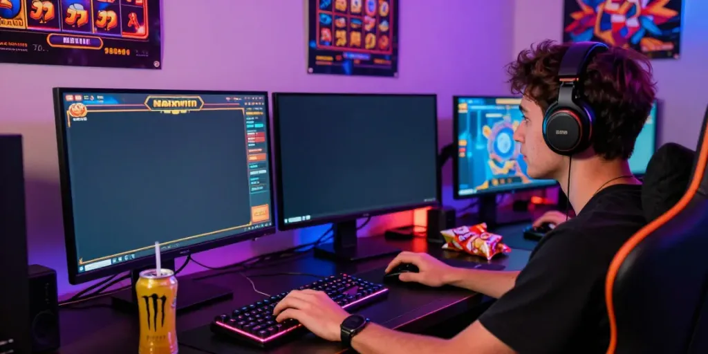 Permainan Slot Gacor 777 online dengan antusiasme pemain dan aksesori bermain yang berwarna-warni.