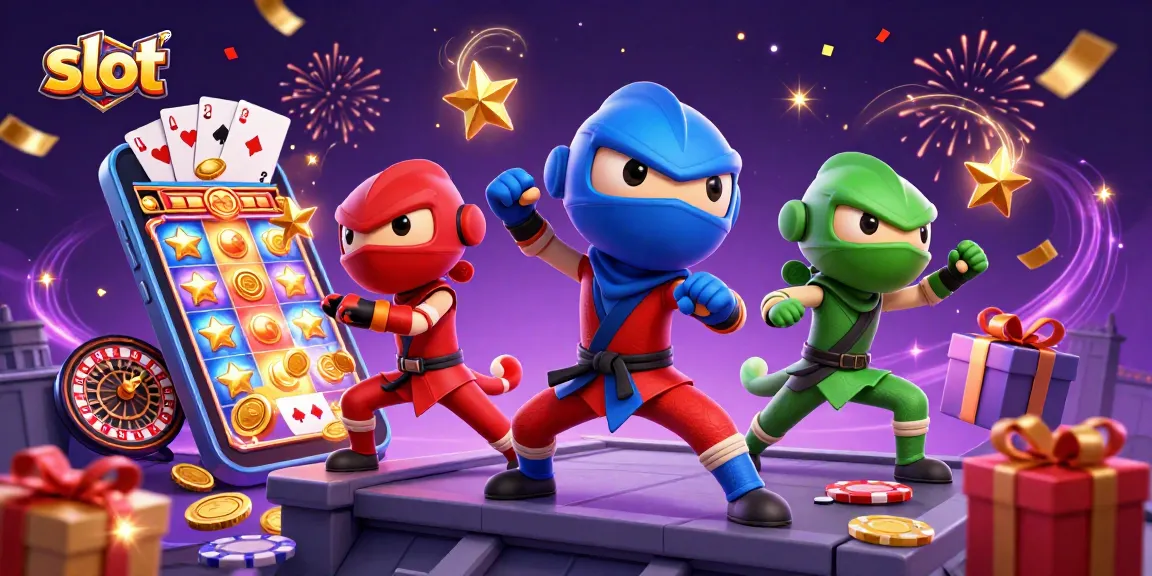 Permainan slot menciptakan jackpot dengan ninja chameleon yang dinamis di atas atap, dikelilingi koin emas.
