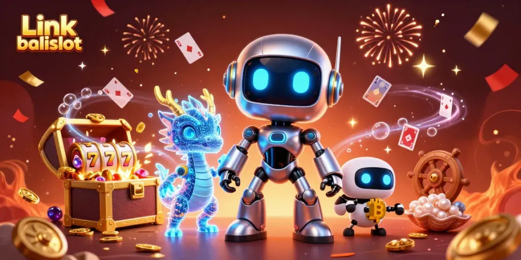 Play and win at Link balislot in a lively 3D casino scene with vibrant elements.