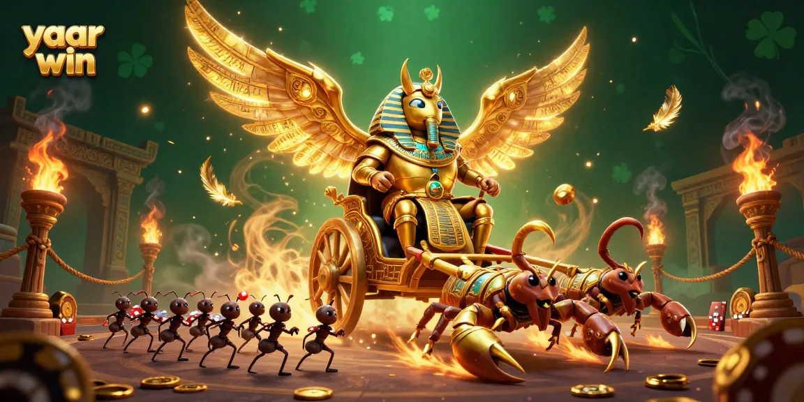 Play your way to victory with yaar win's immersive casino adventure featuring golden scorpion chariots.