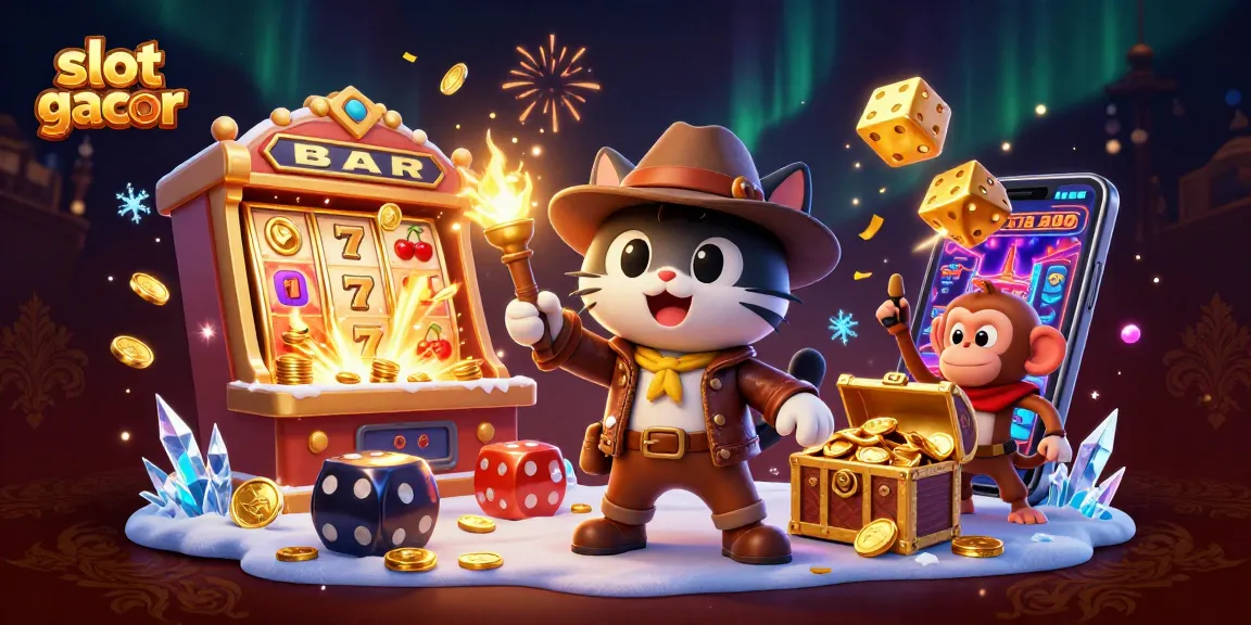 Spin the reels for thrills with slot gacor's vibrant 3D casino adventure illustration.