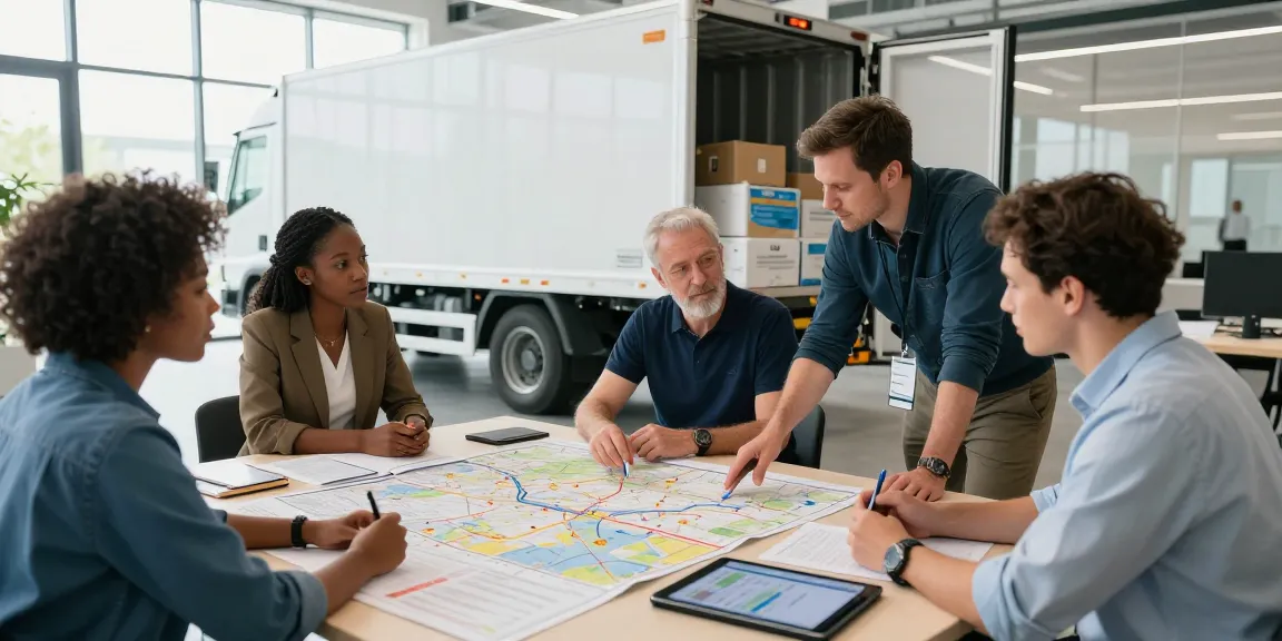Professioneller Hilfsgütertransport von Dortmund mit engagiertem Team in moderner Logistikumgebung.