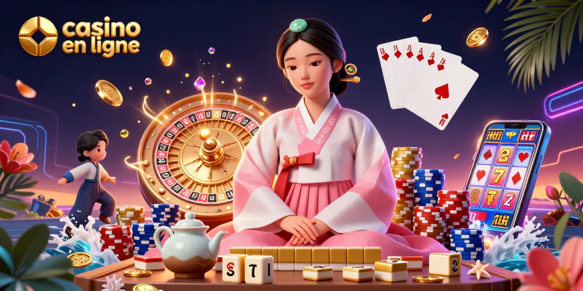 Découvrez l'excitation du jeu de casino en ligne avec cette illustration 3D vibrante présentant des éléments dynamiques.