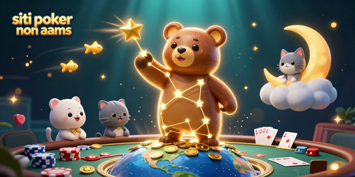 Gioca ai siti poker non AAMS con tavoli da poker e fiches scintillanti in un'atmosfera magica.