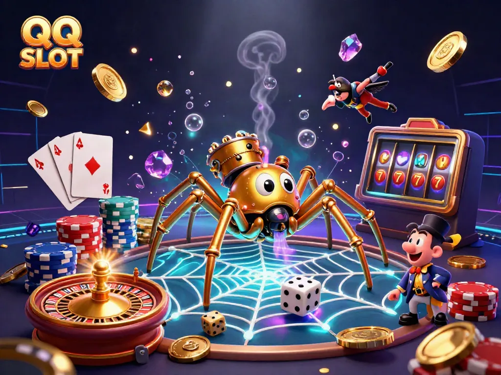 Engage with QQ SLOT's thrilling gameplay, featuring steampunk elements and dazzling casino visuals.