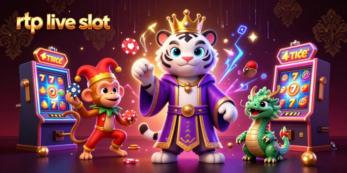 Experience the excitement of rtp live slot gaming with a dynamic illustration of a white tiger and playful monkey!