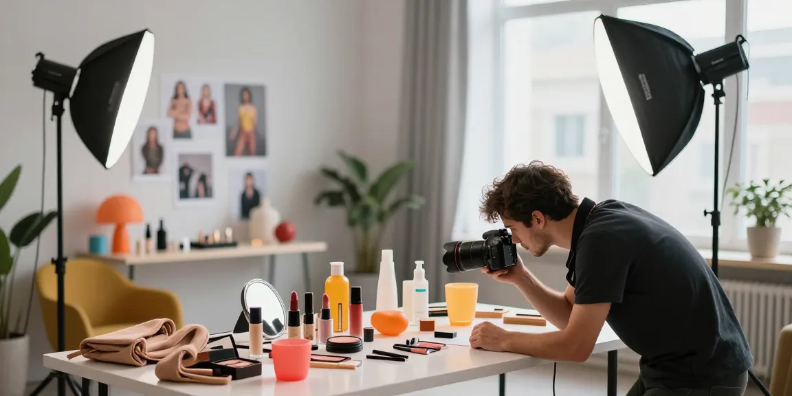 Photographie de produits dans un studio professionnel à Milan, mettant en valeur des articles avec un éclairage soigné.