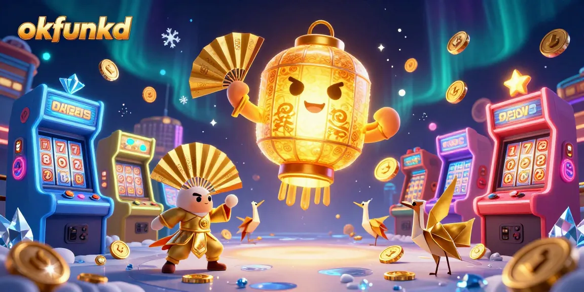 Experience the vibrant energy of okfunkd with enchanting casino elements in this 3D illustration.