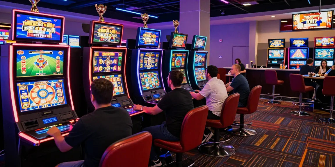 Exciting scene of players enjoying slot depo 5k games in a vibrant online casino environment