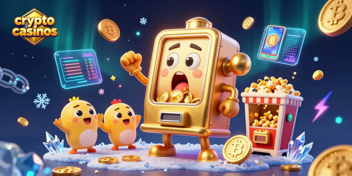 Gagnez gros sur crypto casinos avec une machine à sous dorée pleine de pièces.