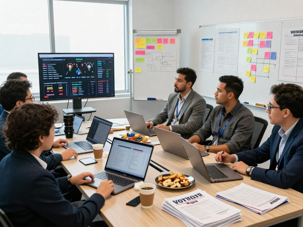 Campaign strategists reviewing political OTT advertising data during a collaborative session.