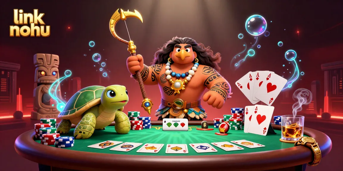 Win big with link nohu at this vibrant poker scene featuring dynamic characters and game elements.