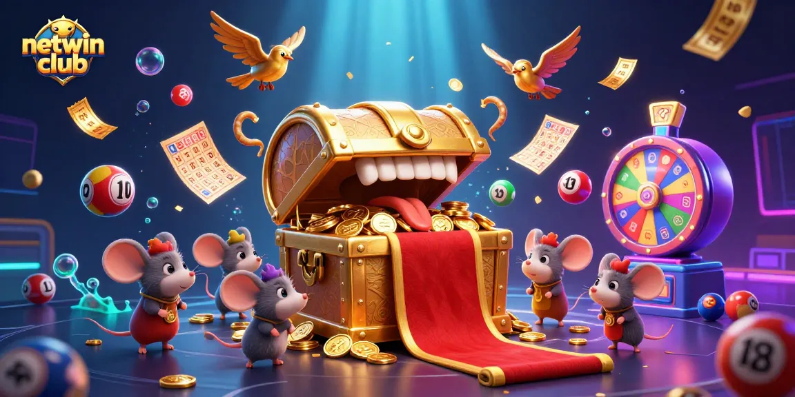 Play exciting games at netwin club featuring treasure chests, ticket confetti, and rich visuals.