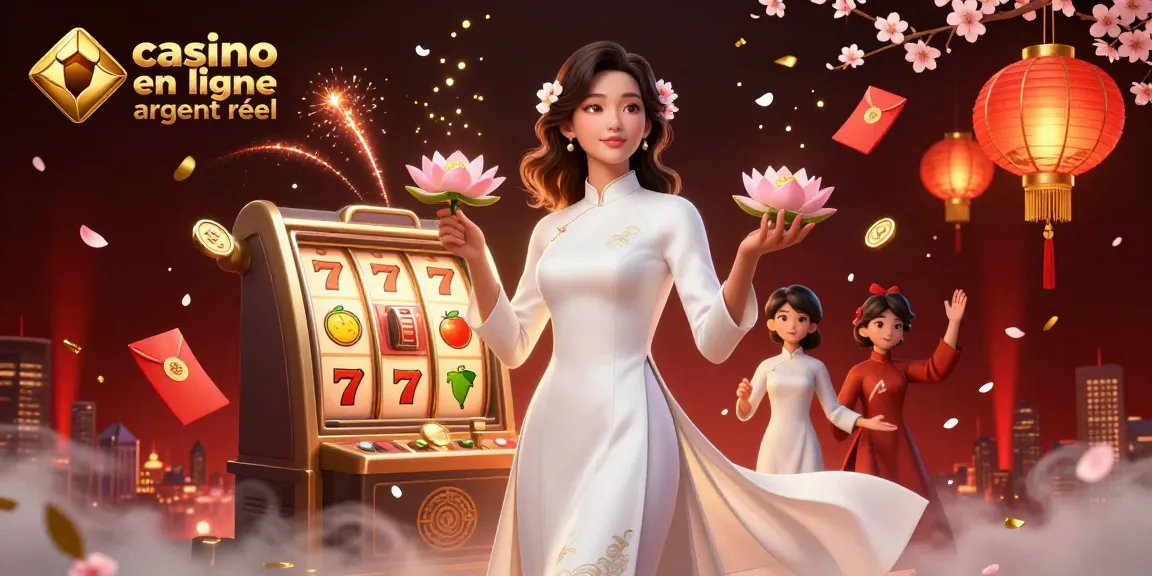 Vivez l'excitation du casino en ligne argent réel avec une illustration époustouflante d'éléments de jeu vibrants.