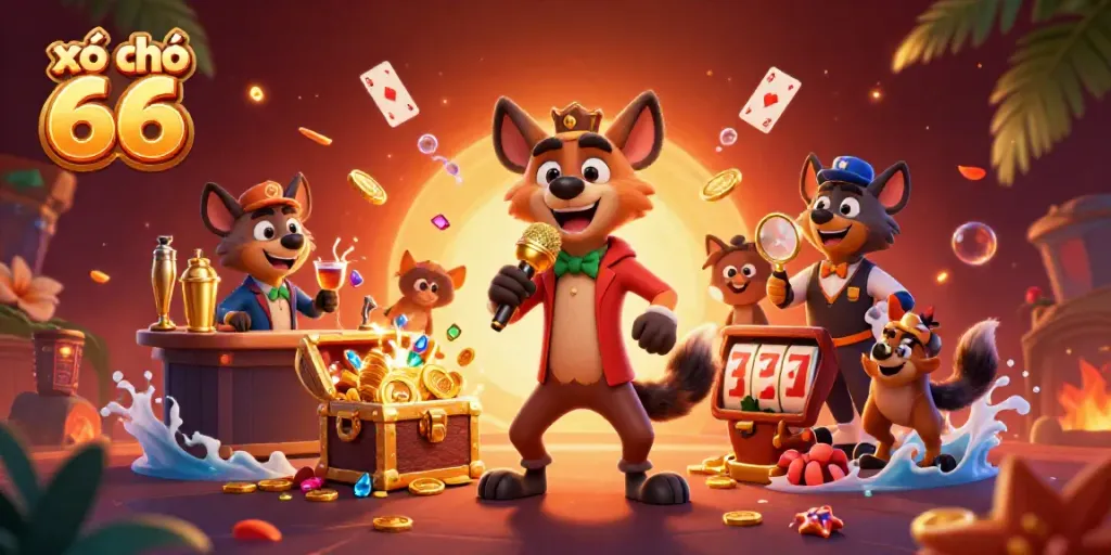 Experience the excitement of xổ số 66 with our vibrant 3D casino scene featuring hilarious hyenas.