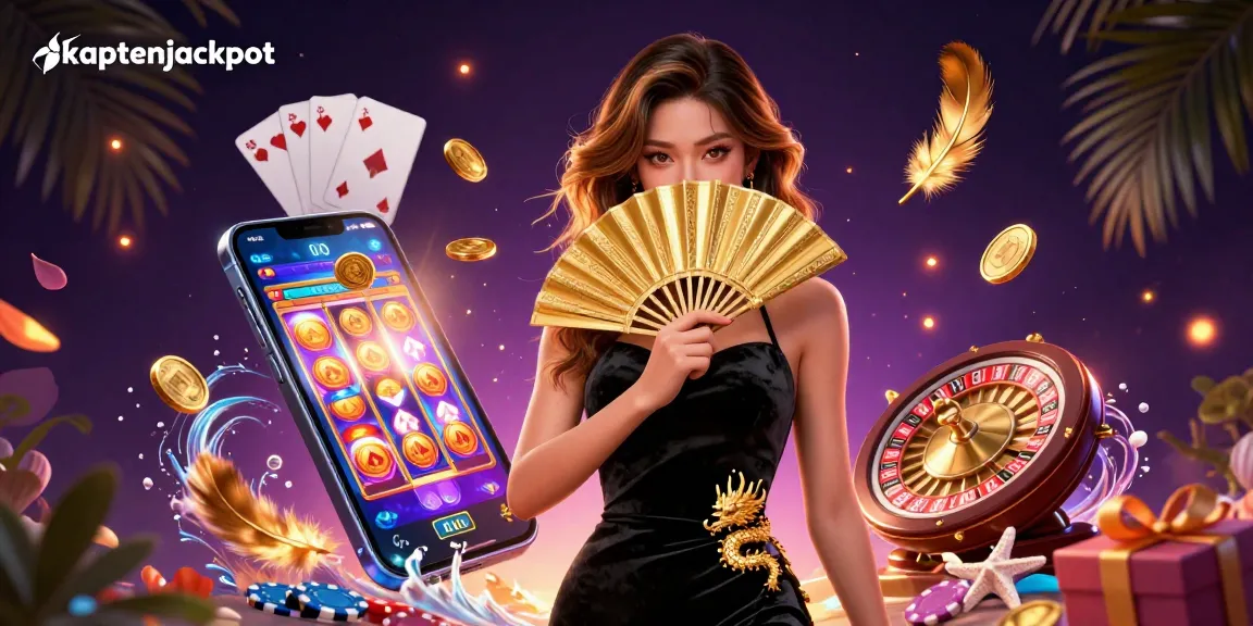 Engage with kaptenjackpot through an enchanting casino-themed digital illustration showcasing vibrant game elements and elegant ambiance.