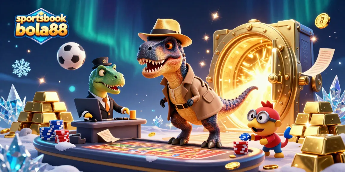 Experience the thrill of sportsbook bola88 with a velociraptor betting at a dynamic table.