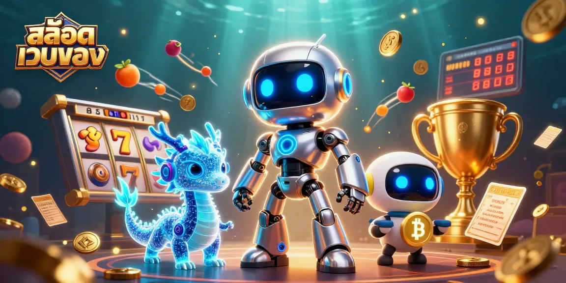 Experience the excitement of สล็อตเว็บตรง with dynamic slots, a cyberpunk mascot, and vibrant gaming elements.